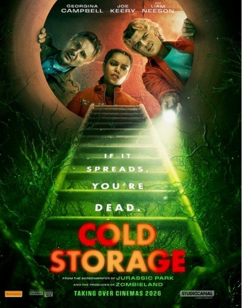 Cold Storage movie poster featuring Joe Keery, Georgina Campbell, and Liam Neeson – Cold Storage movie giveaway