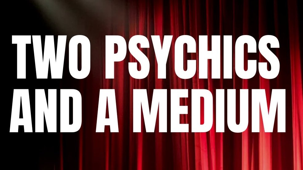 Promotional poster for Two Psychics and a Medium psychic live event at The Star Broadbeach.